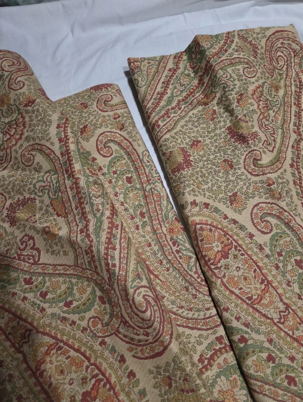 Pottery Barn Rich Earthy Paisley Tapestry Heavy Lined Curtains 2 Panels